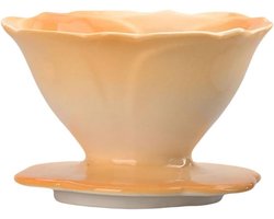 Koffiefilterhouder van keramiek voor het zetten van bloemen koffie, koffiezetapparaat en filtercone (Geel)
