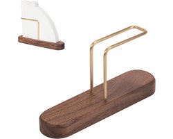 Koffiefilterhouder - Verticaal opbergrek voor koffiefilters - Houder voor koffiefiltercontainers - Voor V60 conische papieren koffiefilters - Walnoot en messing