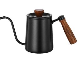 Koffiekan – Theepot – Pour-over koffieketel met zwanenhals – Ketel met zwanenhals - 600ml– Dripketel – Geschikt voor koffie & thee, compatibel met alle warmtebronnen – Zwart