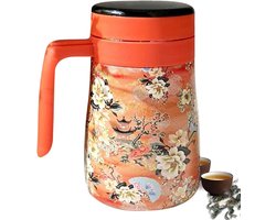 Koffiekan Thermoskan - Warme Dranken Karaf - Dranken Warm Houden - Intelligente Temperatuurweergave - 550 ml - Oranje