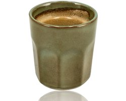 Koffiekopje 200ml – Groen Glazuur Zonder Oor – Keramisch Espresso Kopje en Cappuccino Beker – Aardewerk Koffiemok – Voor Koffie, Thee en Horeca