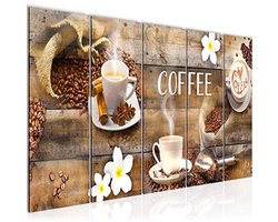 Koffiekopje Schilderij Wanddecoratie Keuken Kunst Fleece Canvas Muurdecoratie