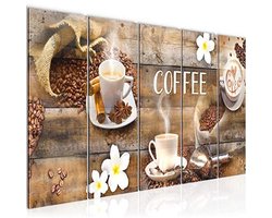 Koffiekopje Schilderij Wanddecoratie Keuken Kunst Fleece Canvas Muurdecoratie