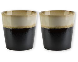 Koffiekopjes 220 ml | Set van 2 | Zwart met Beige | Basic Nature