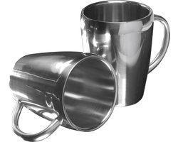Koffiekopjes RVS Dubbelwandig - Set van 2 stuks - Kopje 190 ML - Rvs Kopje - Thermosbeker - RVS Beker