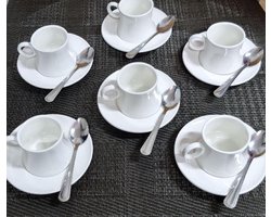 Koffiekopjes Schoteltje Wit Keramiek 6 Stuks Metalen Koffielepels Moderne Koffieset Cadeauset Espresso Koffie Solo Gesneden Koffiekopjes set van 6