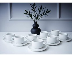 Koffiekopjes set Chubby Bavary Collection – wit – 6 kopjes & schotels – 120 ml