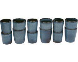 Koffiekopjes set van 12 - 150 ml en 250 ml - 6 persoons - Evora - groen - Portugees stoneware