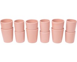Koffiekopjes set van 12 - 150 ml en 250 ml - 6 persoons - Madeira - roze - Portugees stoneware
