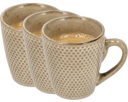 Koffiekopjes Set van 3 – Keramische Koffiebekers 200ml met Oor – Aardewerk Koffiemokken en Theemokken – Kleine Mok voor Koffie, Cappuccino en Espresso
