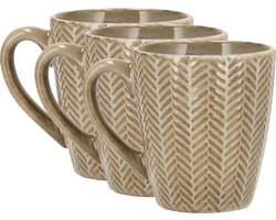 Koffiekopjes Set van 3 – Keramische Koffiebekers 200ml met Oor – Aardewerk Koffiemokken & Theemokken – Kleine Mokken voor Koffie, Cappuccino & Espresso
