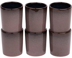 Koffiekopjes set van 6 - 150 ml - 6 persoons - Vila Nova - roze met blauw - Portugees stoneware