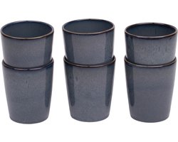 Koffiekopjes set van 6 - 250 ml - 6 persoons - Amadora - blauw met aqua look - Portugees stoneware