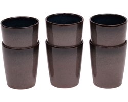 Koffiekopjes set van 6 - 250 ml - 6 persoons - Vila Nova - roze met blauw - Portugees stoneware