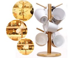 Koffiekopjesrek in de vorm van een boom van hout, opbergrek voor thuiskeuken, mokkenrek