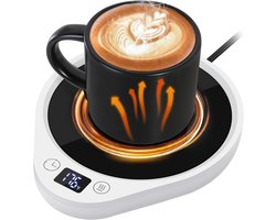 Koffiekopjesverwarmer – Grote elektrische kaarsverwarmer met automatische uitschakeling na 4 uur, 3 temperatuurinstellingen, kopjesverwarmer voor op het bureau, thee, melk (wit)