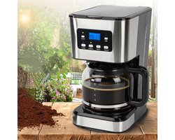 Koffiemachine Van 1,5 Liter Met Timer Isolatiefunctie Anti-Druppelsysteem En Transparant Venster - 950W Snelzetten 2 Uur Warmhouden Automatische Uitschakeling - Voor Thuis Kantoor En Studentenkamers - Zwart En Zilver
