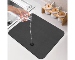 Koffiemachinemat, 40 x 30 cm afdruipmat voor de gootsteen, afdruipmat voor het koffiezetapparaat, afdruipmat voor de gootsteen met vuilafstotende, snel drogende afdruipmat voor de vaat, grijze koffiemat
