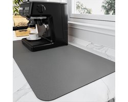 Koffiemat - Zeer absorberend, vlekbestendig, rubberen achterkant, geschikt voor keukenbladen - Barmat, kan onder koffiezetapparaten en espressomachines worden geplaatst.-grijs-12*19inch