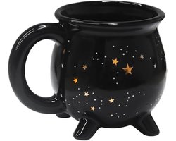 Koffiemok - 300 ml/10 oz - Zwart keramiek - Leuke mok met heksendrankthema - Geweldig voor Kerstmis, Thanksgiving, Halloween en als bedankje voor feestjes