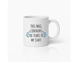 Koffiemok 330ml – "Deze mok bevat de tranen van mijn personeel" Grappige Quote – Humoristisch Cadeau voor Bazen, Managers, Kantoor
