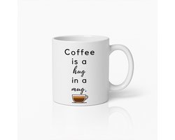 Koffiemok 330ml – "Koffie is een knuffel in een mok" Quote Design – Cadeau voor Koffieliefhebbers, Vrienden, Kantoor, Thuis