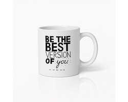 Koffiemok 330ml – "Wees de beste versie van jezelf" Inspirerende Quote Design – Motiverend Cadeau voor Kantoor, Studenten, Thuis