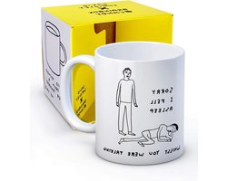 Koffiemok Grappig - Thee mok - Cadeau geven - Uniek Kunst Design - 312 ml - Wit