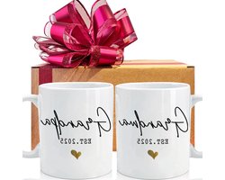 Koffiemok Grootouders - Oma Opa Mok - Grootouderschap Aankondiging - Hoogwaardig Keramiek - 11 Ounces - Goud Wit