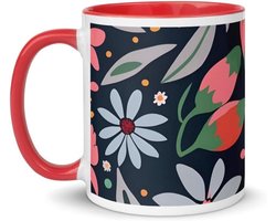 Koffiemok - Grote mok - Dagelijks gebruik - Binnenkant met kleur - 350 ml - Rood