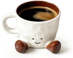 Koffiemok keramiek 400 ml met uniek design - schattige beker met voeten, grappig cadeau-idee voor thuis - mannen, vrouwen, verjaardag.