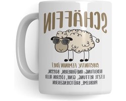 Koffiemok met tekst - Theekop beker - Cadeau geven - Dubbelzijdig bedrukt - 330 ml - Wit