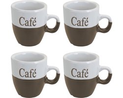 Koffiemok set 6x stuks - lichtbruin - keramiek - 150 ml