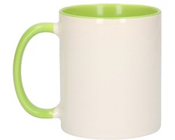 Koffiemok / thee beker - 6x - 300 ml - Wit/groen - Cadeau mokken - keramiek