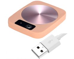 Koffiemokwarmer - 45°C - met metalen paneel - USB-oplaadfunctie - voor het verwarmen van kaarsen, koffie, thee, water, melk - Kaarswarmer - 13x10x2cm - Roze