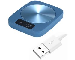 Koffiemokwarmer - 45°C - met metalen paneel - USB-oplaadfunctie - voor het verwarmen van kaarsen, koffie, thee, water, melk - Kaarswarmer - 13x10x2cm - Blauw
