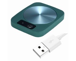 Koffiemokwarmer - 45°C - met metalen paneel - USB-oplaadfunctie - voor het verwarmen van kaarsen, koffie, thee, water, melk - Kaarswarmer - 13x10x2cm - Groen