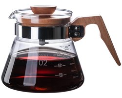 Koffiepot Koffie Waterkoker Koffiezetapparaat Houten Hand Drip Koffiepot Druppelaar Giet Over Glas Bereik Koffie Server Potten Brouwer 400 ml/600 ml Koffieketel(600ML coffee pot)