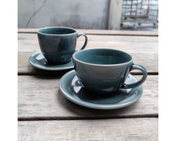 Koffieservies - koffie servies kop en schotel - Americano - Celadon blauw (2 stuks)