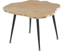 Koffietafel Aluminium Boomschijf 64x64x37 cm Salontafel Metaal Goud | Tafel Woonkamer Rond | Woonkamertafel Modern | Kleine Bijzettafel