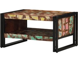 Koffietafel Massief Hout - Salontafel Uniek - Woonkamer Decoratie - Gerecycled Materiaal - 70 x 50 cm - Meerkleurig
