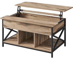 Koffietafel met Hefblad - Salontafel Eettafel - Thuiswerken aan Bank - Verborgen Opbergruimte - 60 x 100 x (48-62) cm