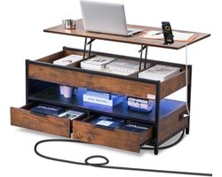 Koffietafel - Table - Coffe table - Living Room Table - Lift Top salontafel - tafel met extra opbergruimte - omklapbare salontafel voor de woonkamer - 39.4in - Bruin - 65.81lbs