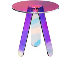 Koffietafel - Table - Coffe table - Living Room Table - Ronde iriserende bijzettafel - acryl bijzettafel - heldere regenboog acryl salontafel - voor voedselboek gebruikt in woonkamer en slaapkamer
