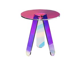 Koffietafel - Table - Coffe table - Living Room Table - Ronde iriserende bijzettafel - Heldere regenboog acryl salontafel - voor voedselboek gebruikt in woonkamer en slaapkamer - Acryl bijzettafel