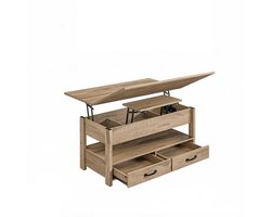 Koffietafel Verstelbare Salontafel Verstelbare hoogte met gasveer, 2 laden en 4 opbergruimtes, Stevig en duurzaam frame, Gemakkelijk te monteren en schoon te maken, Voor woonkamer en thuiskantoor 50x100x49,1/64,1 cm Beige