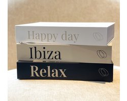 Koffietafelboek Set van 3 met Opbergfunctie - Decoratieboek - Zwart/Wit/Beige - Magnetische Sluiting - Living Club