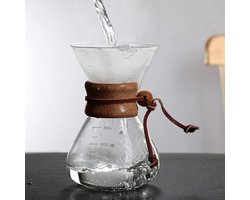 Koffiezetapparaat 800ml Filter 400 Koffiepot Houten Brewer - Hoge Temperatuur Weerstand - Glas - Dubbellaags Houtspaander