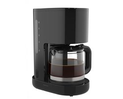 Koffiezetapparaat Filterkoffie 1,25 Liter Met Glazen Kan & Herbruikbaar Filter - 10 Kopjes - Druppelstop - Zwart - Vivid Green