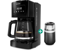Koffiezetapparaat - Filterkoffie - Digitaal Display - 14 Koppen - 1.8L - Zwart - Vivid Green - incl Elektrische koffiemolen